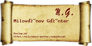 Milovánov Günter névjegykártya